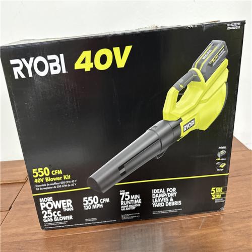 California NEW Ryobi 550 CFM 40V Blower Kit, includes (1) Battery & Charger