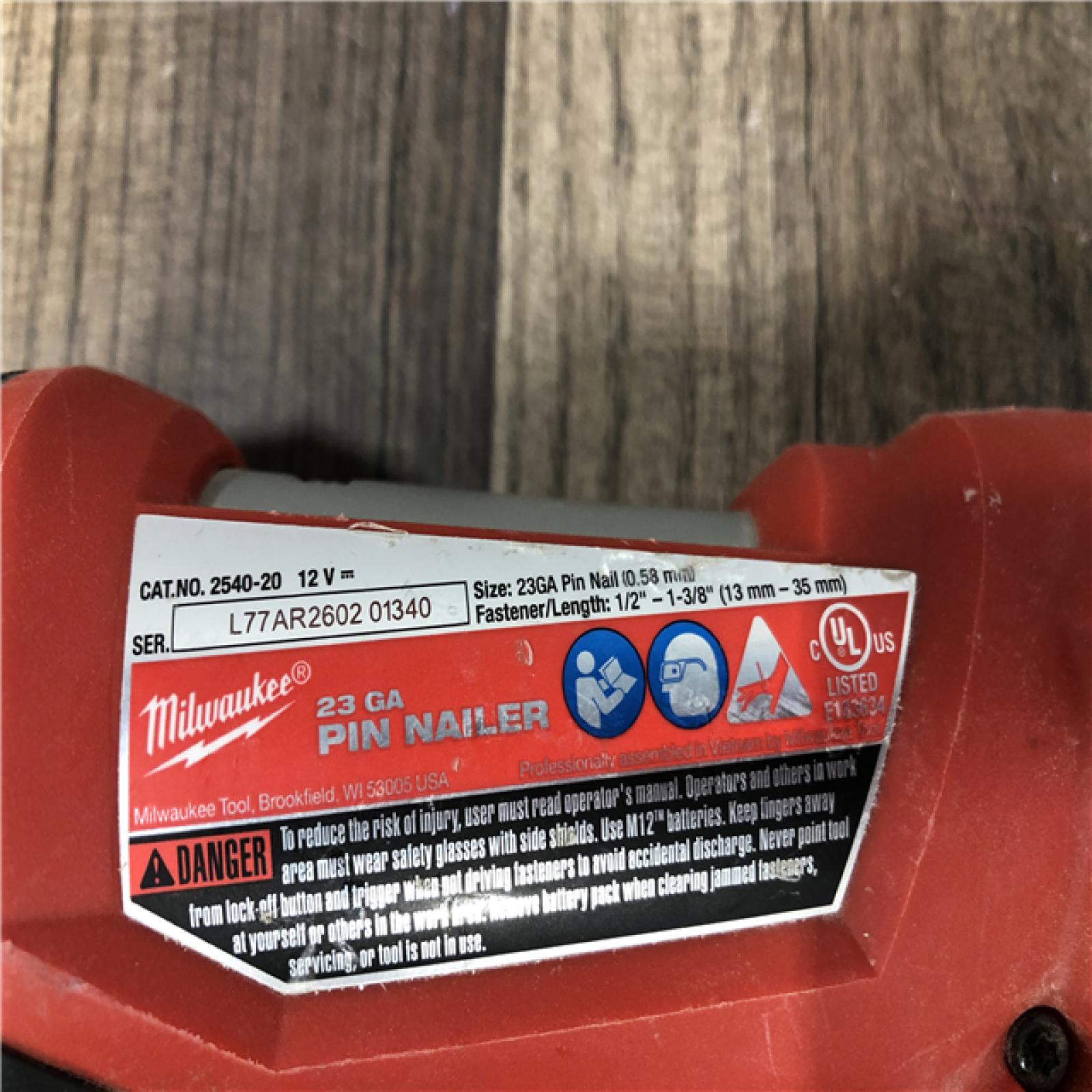 AS-IS Milwaukee 12-Volt 23-Gauge Lithium-Ion Cordless Pin Nailer (Tool-Only)