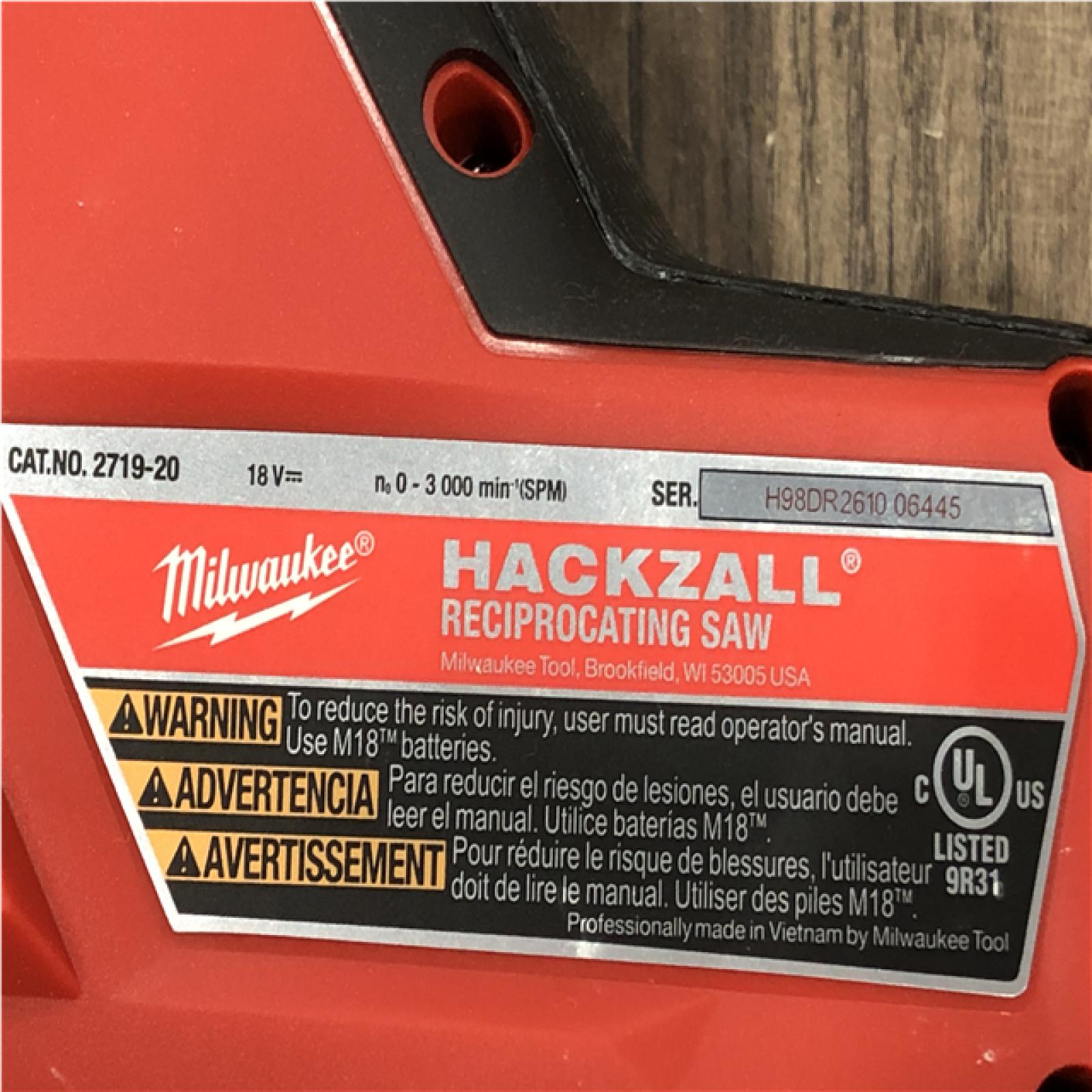 AS-IS Milwaukee FUEL 18V Lithium-Ion Brushless Cordless HACKZALL Reciprocating Saw (Tool-Only)