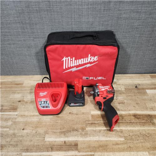 HOUSTON LOCATION - AS - IS Milwaukee FUEL 12V Li-Ion Brushless Cordless Stubby 3/8 in. Impact Wrench Kit