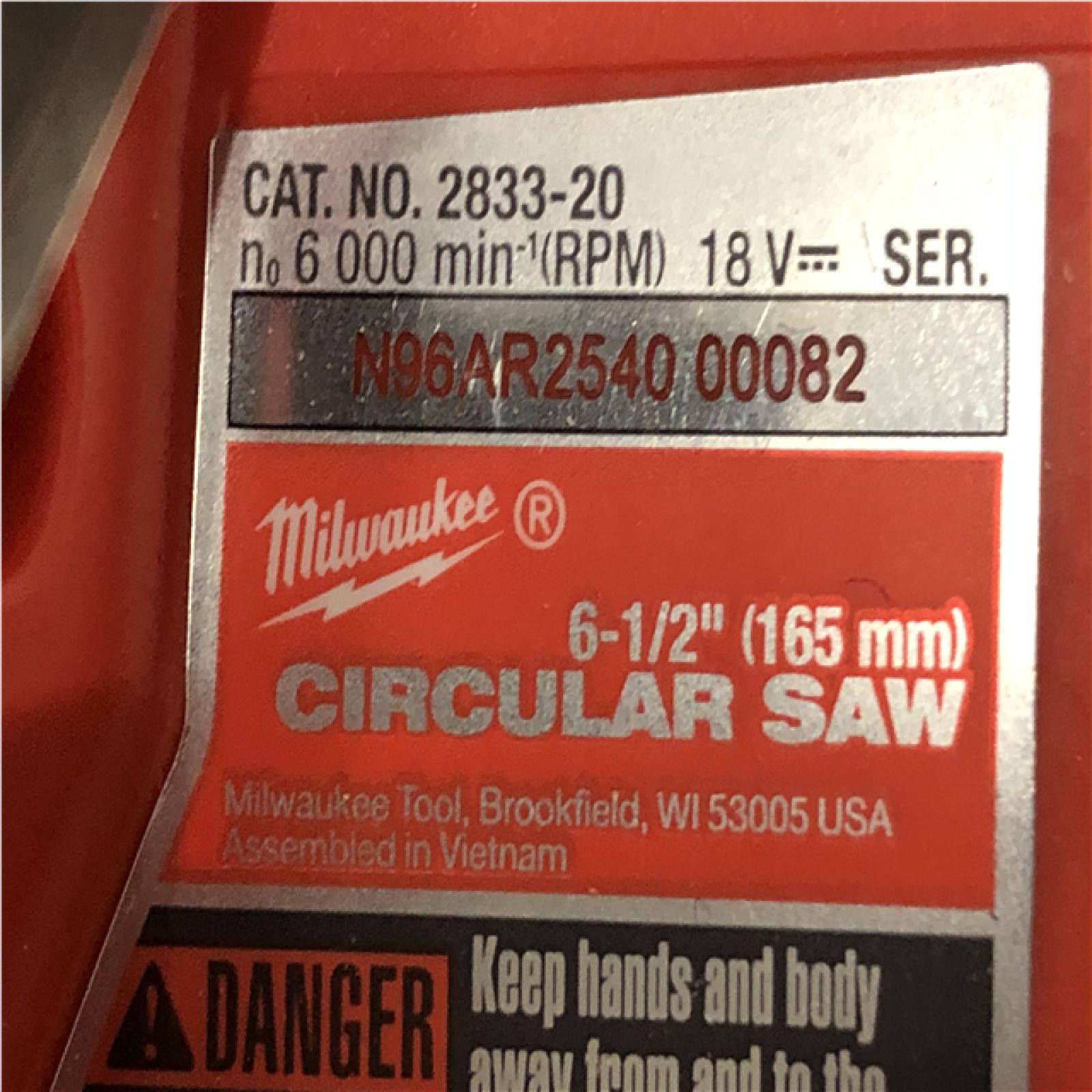 AS-IS Milwaukee FUEL 18V Lithium-Ion Brushless Cordless 6-1/2 in. Circular Saw (Tool-Only)