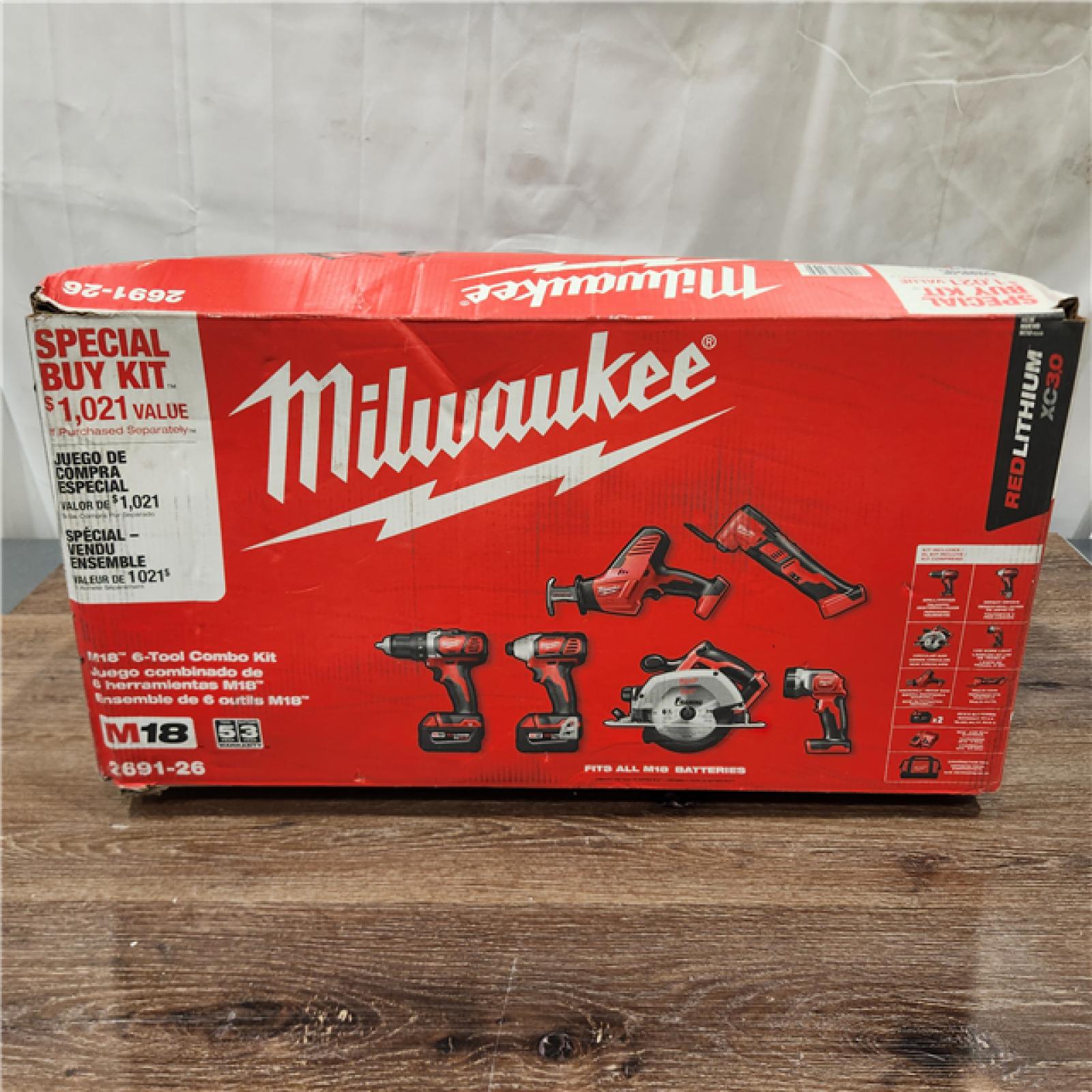 AS-IS Milwaukee 2691-26 18V M18 Lithium-Ion Cordless 6-Tool Combo Kit 3.0 Ah