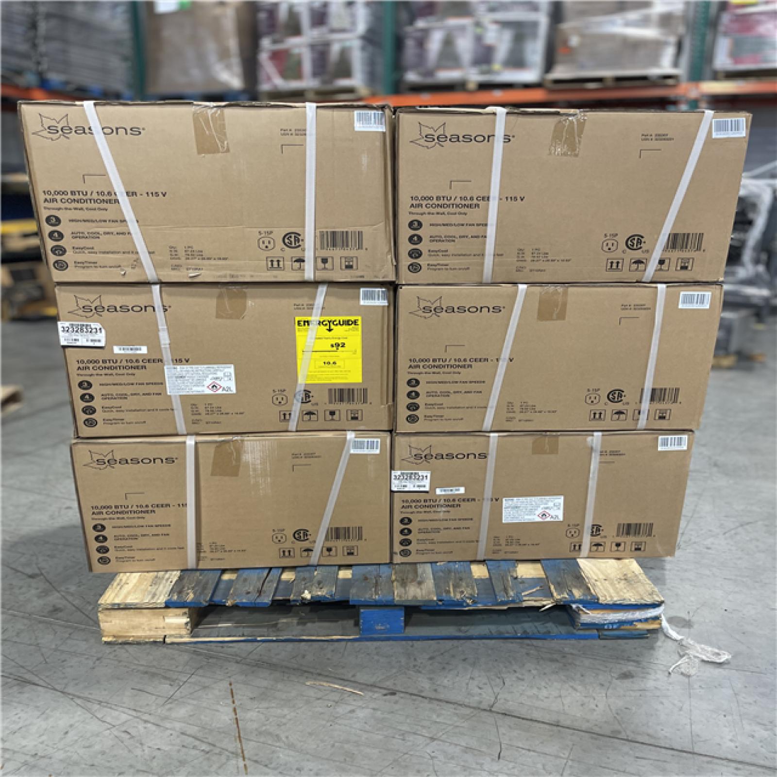 DALLAS LOCATION-NEW! SEASONS 10000 BTU 115V AIR CONDITIONING UNIT PALLET (6 UNITS)