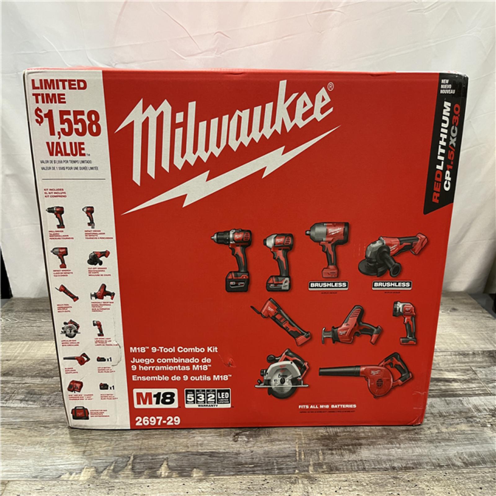 NEW - Milwaukee 18-Volt Lithium-Ion Cordless (9-Tool) Combo Kit