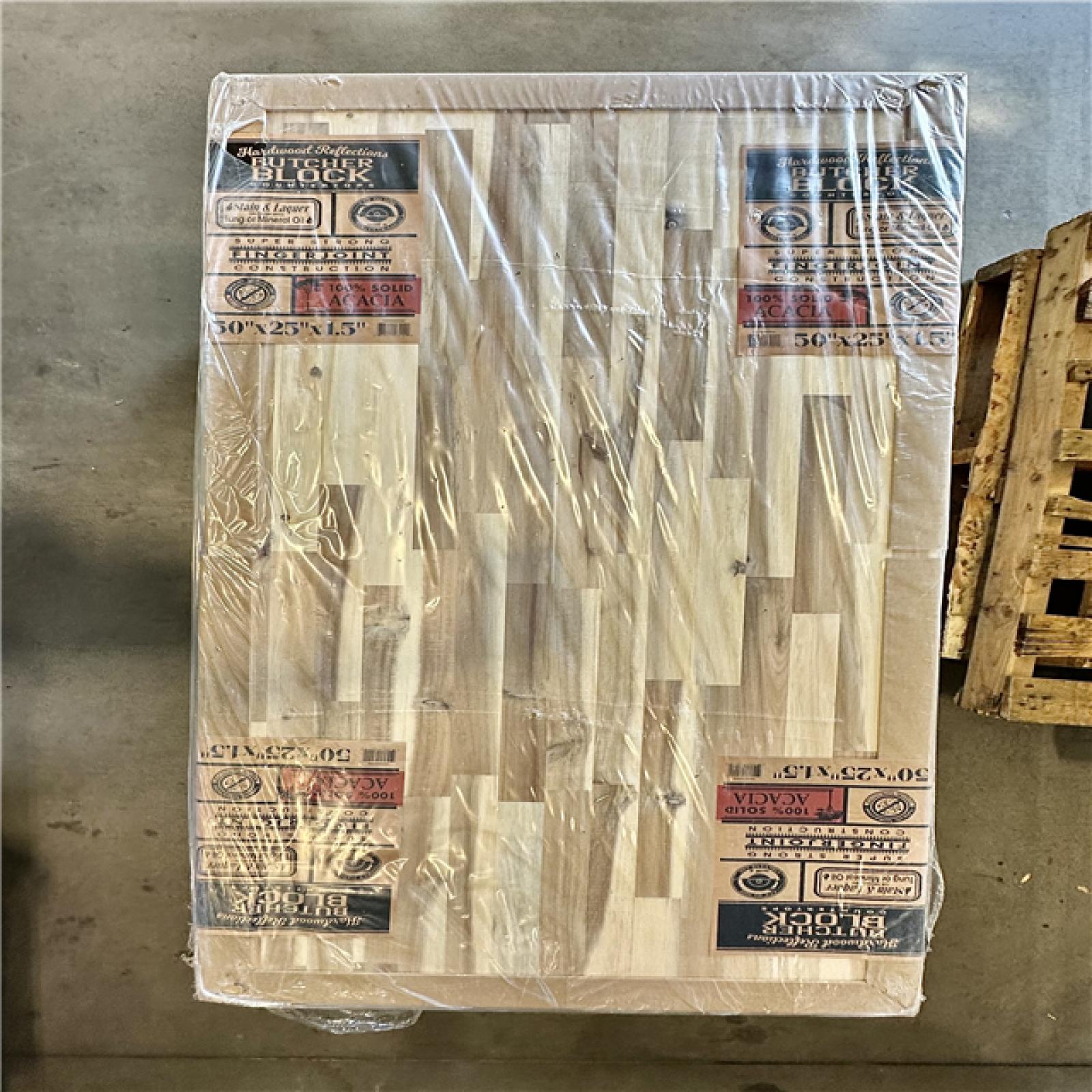 NEW! - HARDWOOD REFLECTIONS 4 ft. L x 25 in. D Unfinished Acacia Solid Wood Butcher Block Countertop with Square Edge