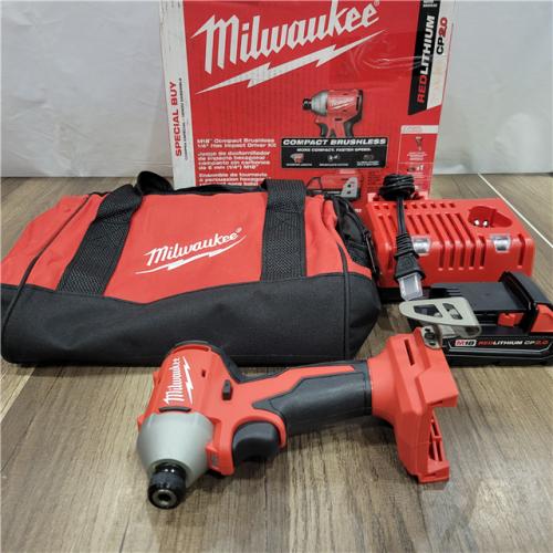 AS-IS Milwaukee M18 Compact Brushless 1/4  Hex Impact Driver Kit