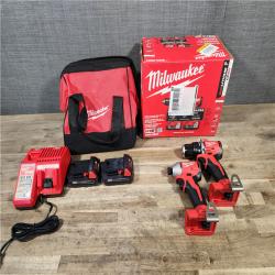 HOUSTON LOCATION - AS-IS Milwaukee M18 18V Lithium-Ion Brushless Cordless Compact Drill/Impact Combo Kit (2-Tool) W/(2) 2.0 Ah Batteries  Charger & Bag