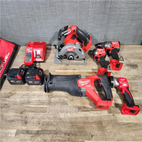 HOUSTON LOCATION - AS-IS M18 FUEL 18V Lithium-Ion Brushless Cordless Combo Kit with Two 5.0 Ah Batteries  1 Charger 1 Tool Bag