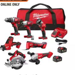 NEW! - Milwaukee M18 18-Volt Lithium-Ion Cordless Combo Kit 7-Tool with 2-Batteries  Charger and Tool Bag