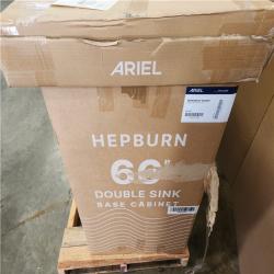 Phoenix AS-IS ARIEL Hepburn 66 in. Double Sink Freestanding Bathroom Vanity in Midnight Blue with Pure White Quartz Top