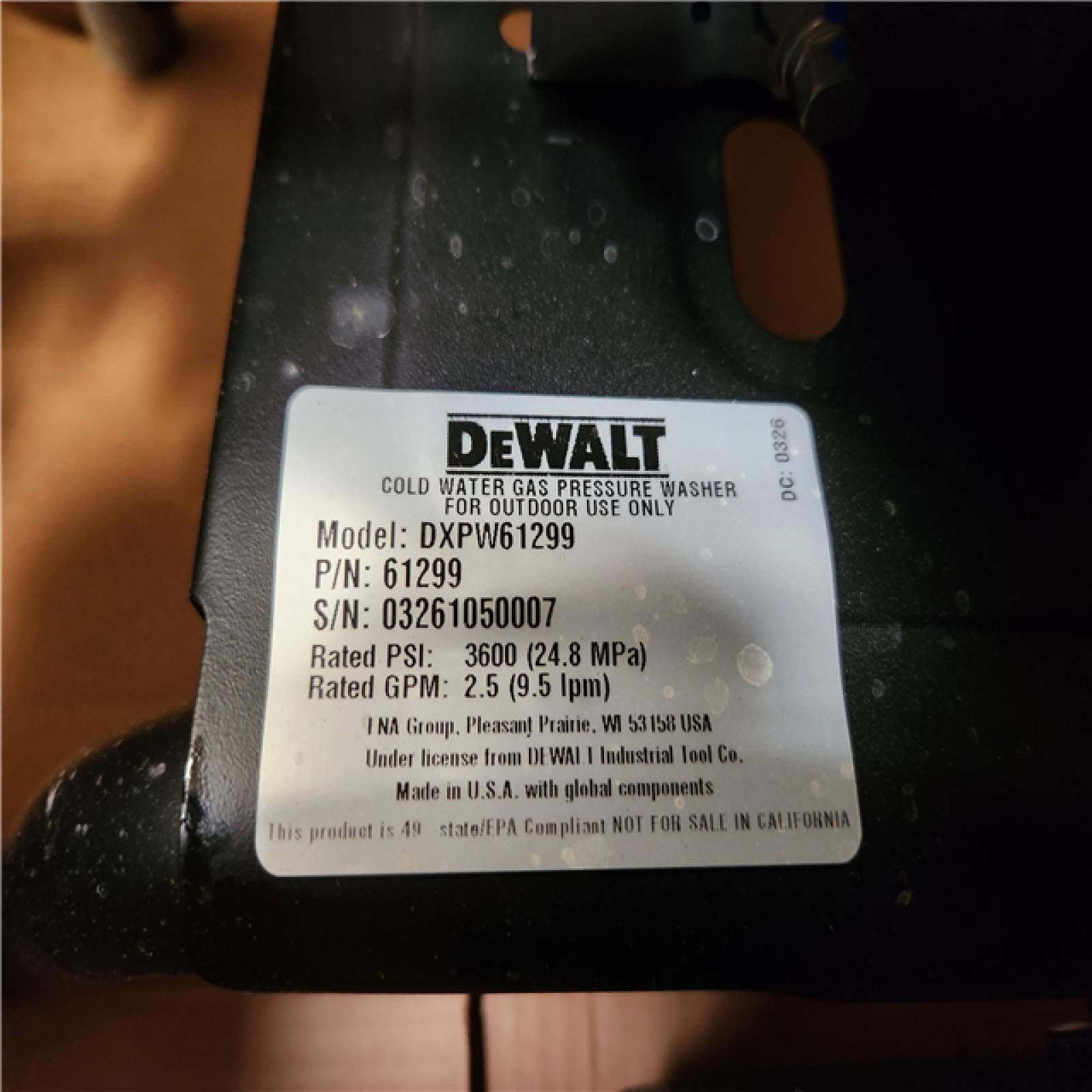 Phoenix LIKE NEW DEWALT 3600 PSI 2.5 GPM Gas Pressure Washer with Honda GX200 Engine  Heavy-Duty Commercial Cold Water Power Cleaner (No HOSE)
