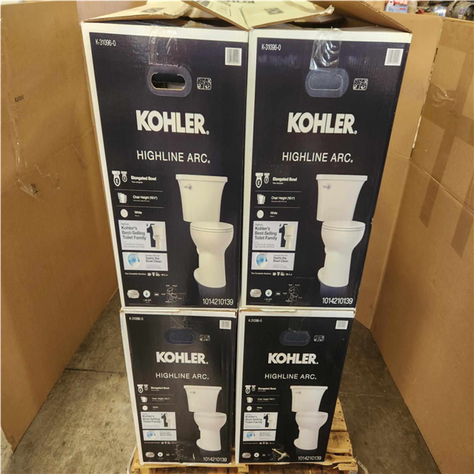 Phoenix NEW 6 KOHLER Highline Arc 2-Piece 1.28 GPF Single Flush Elongated Toilet in White (Seat Included) MUST INSPECT ON SITE
