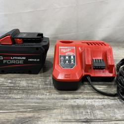 AS-IS Milwaukee 18-Volt Lithium-Ion REDLITHIUM FORGE Starter Kit with 12. 0Ah Battery and Charger