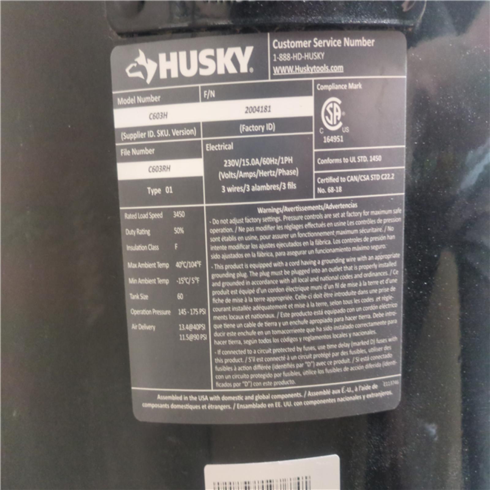 CALIFORNIA AS-IS HUSKY 60G Air Compressor