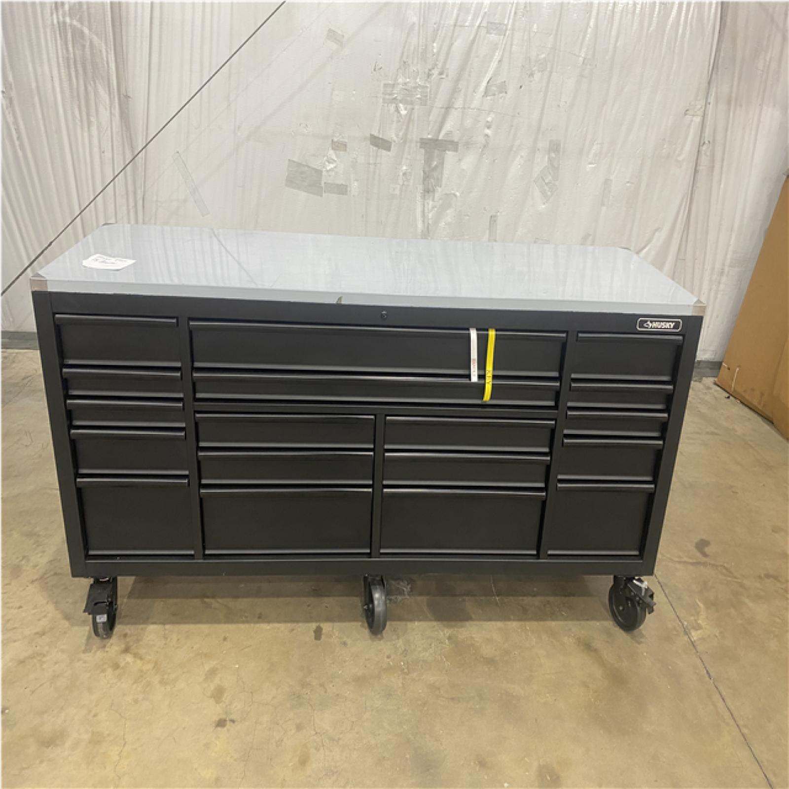 Houston Location - AS-IS home improvement pallet HUSKY 84 IN. 18 DRAWER MOBILE WORK BENCH