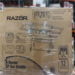 DALLAS LOCATION - Razor 37 in. 4-Burner Portable Propane Gas Griddle Flat Top Grill in Black with Foldable Shelves and Cover PALLET- (8 UNITS)