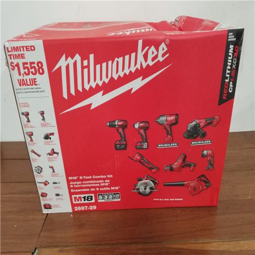 California NEW Milwaukee 9-Tool Combo Kit  Includes (2) Batteries  Charger and Bag