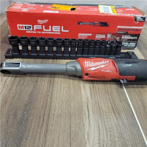 AS-IS M12 FUEL INSIDER 12V Lithium-Ion Brushless Cordless 1/4 in. - 3/8 in. Extended Reach Box Ratchet (Tool-Only)