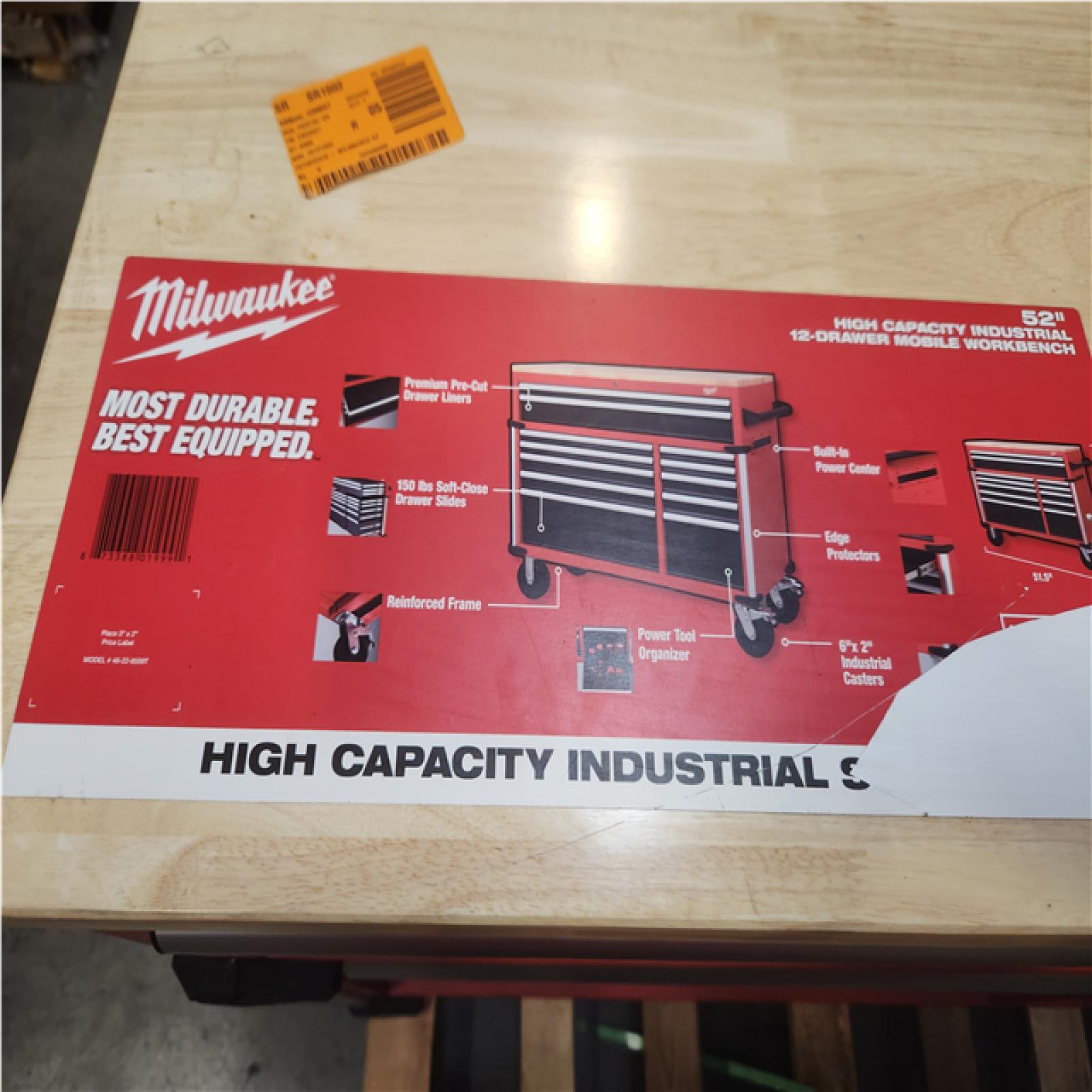 Phoenix LIKE NEW Milwaukee High Capacity 52 in. W x 22.1 in. D 12-Drawer Mobile Workbench Cabinet with Solid Wood Top