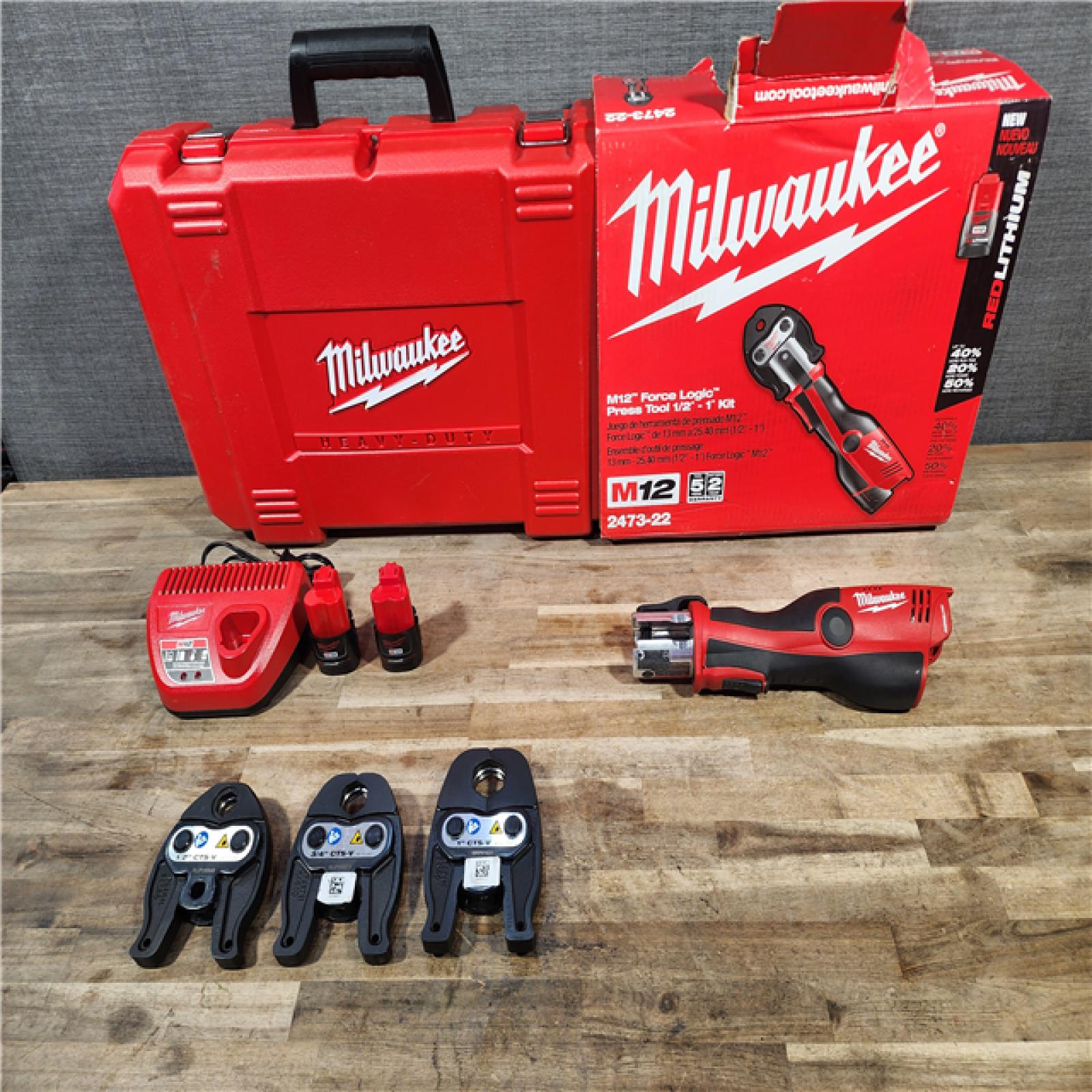 HOUSTON LOCATION - AS-IS M12 12-Volt Lithium-Ion Force Logic Cordless Press Tool Kit (3 Jaws Included) with Two Battery and Hard Case