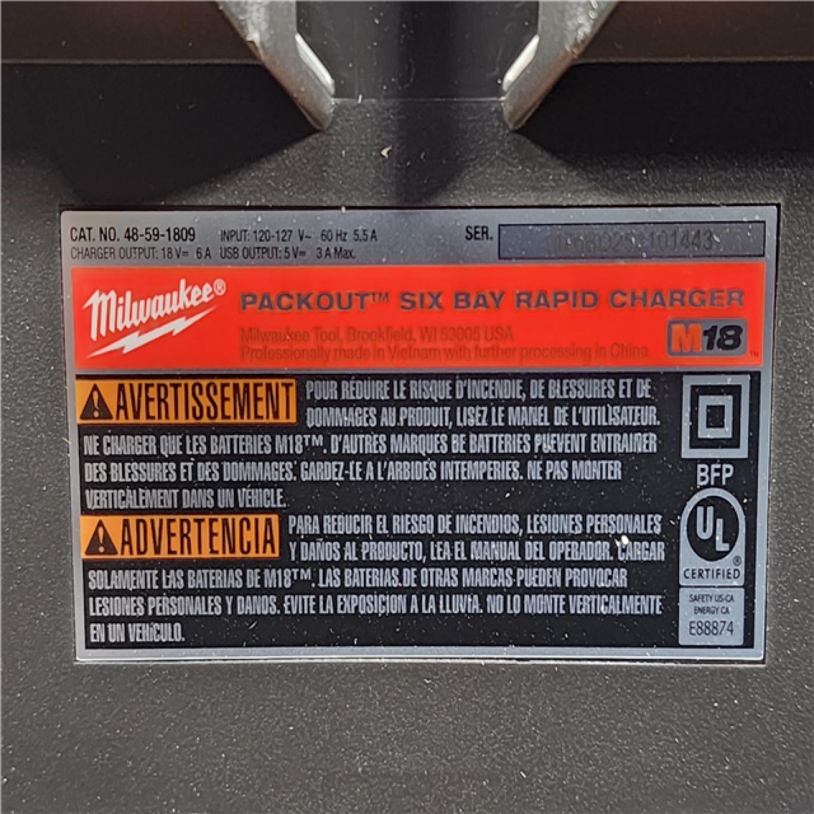 HOUSTON LOCATION - AS-IS Milwaukee M18 Packout Six Bay Rapid Charger (TOOL ONLY)
