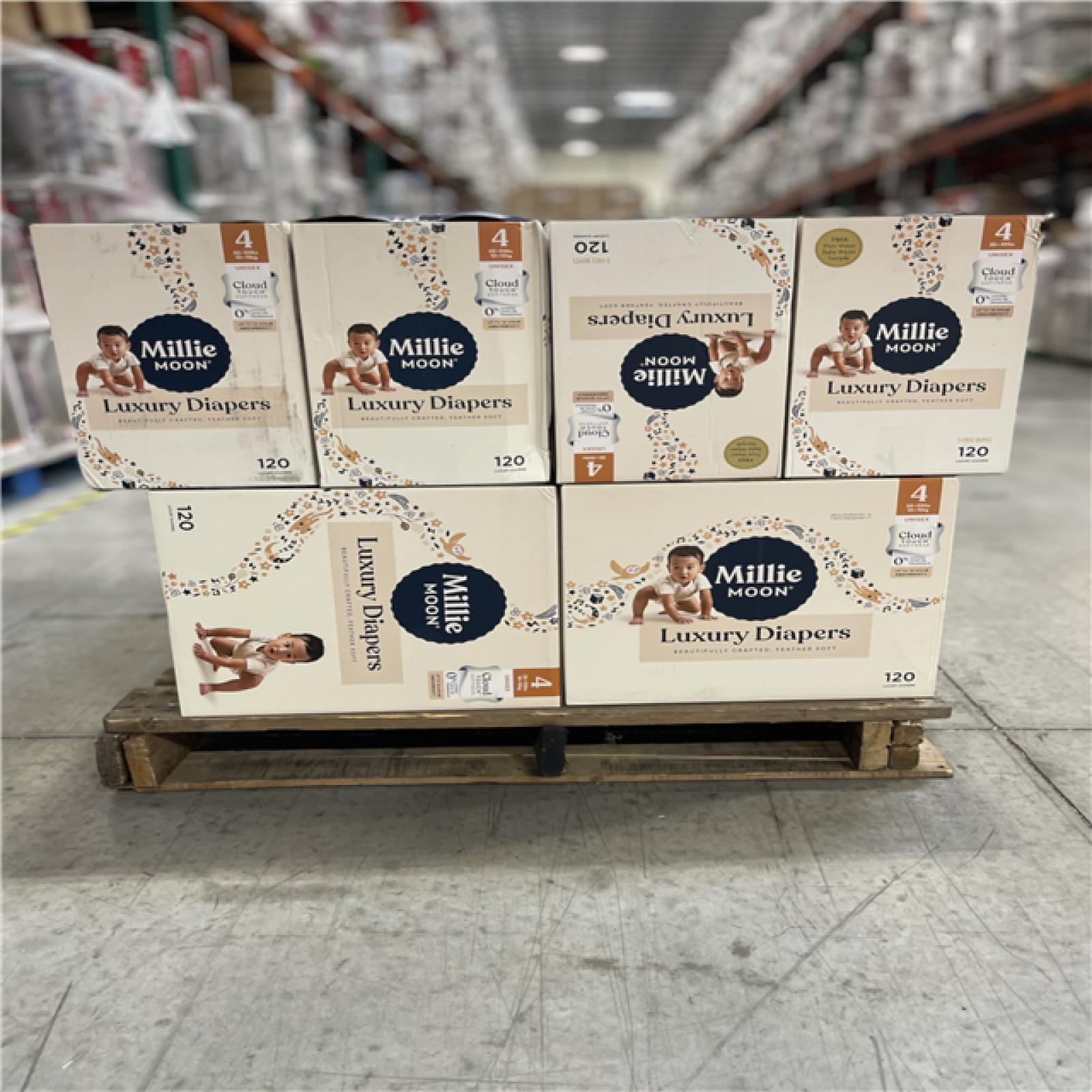 DALLAS LOCATION - Millie Moon Luxury Disposable Diapers - Size 4 PALLET- (20 UNITS)