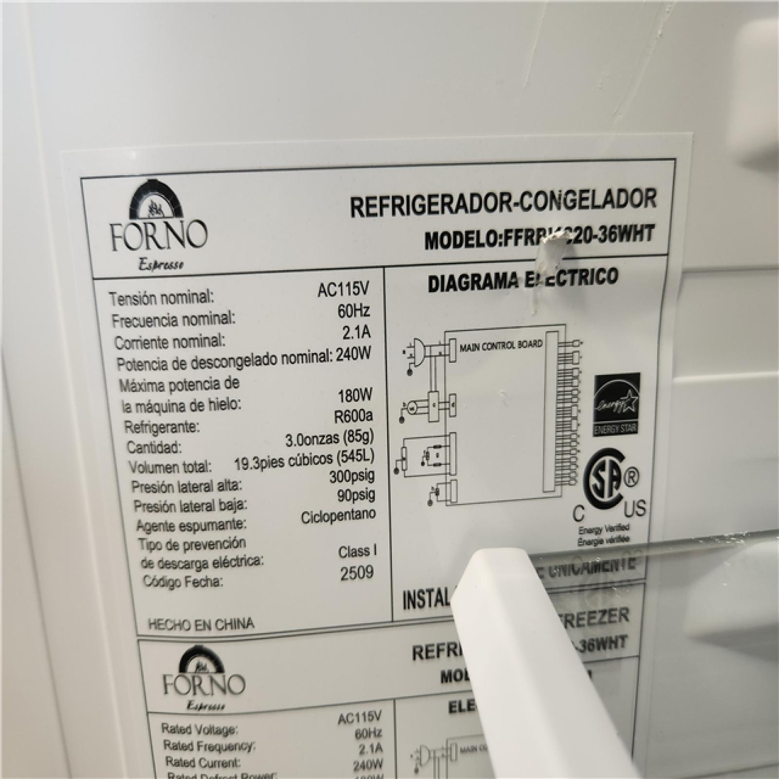 Phoenix AS-IS Forno Espresso Moena 36 in. French Door Refrigerator in White  19.2 Cu.ft