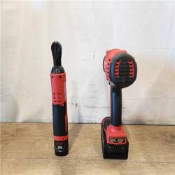 AS-IS- Milwaukee 12/18V Lithium-Ion Cordless 3/8 in. Ratchet and 1/2 in. High Torque Impact Wrench with Friction Ring Combo Kit