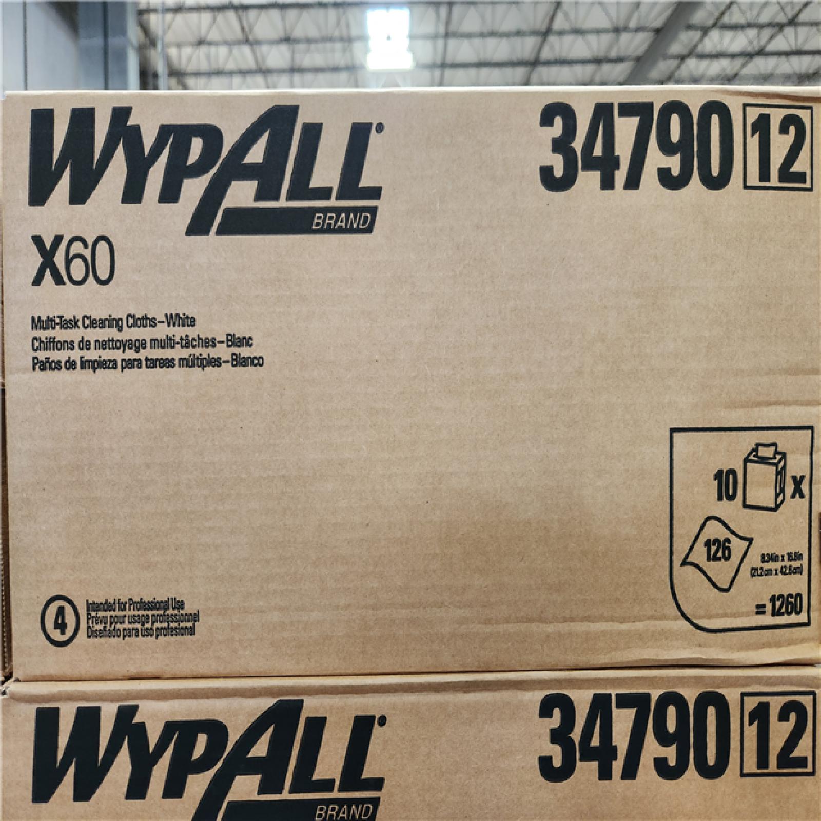 PHoenix Location NEW Wypall GeneralClean X60 Cloths Multi-Task Cleaning Wipes (34790), Strong and Absorbent Towels, White 126 Sheets Per Box Pallet (32-Boxes)