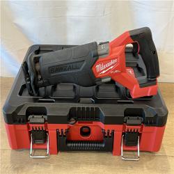 AS-IS MILWAUKEE M18 FUEL18V Lithium-Ion Brushless Cordless SAWZALL Reciprocating Saw with PACKOUT Tool-Box  (1) 5.0 Battery  and Charger
