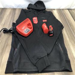 AS-IS  Milwaukee Men's Medium 12-Volt Lithium-Ion Cordless Black Heated Jacket Hoodie Kit