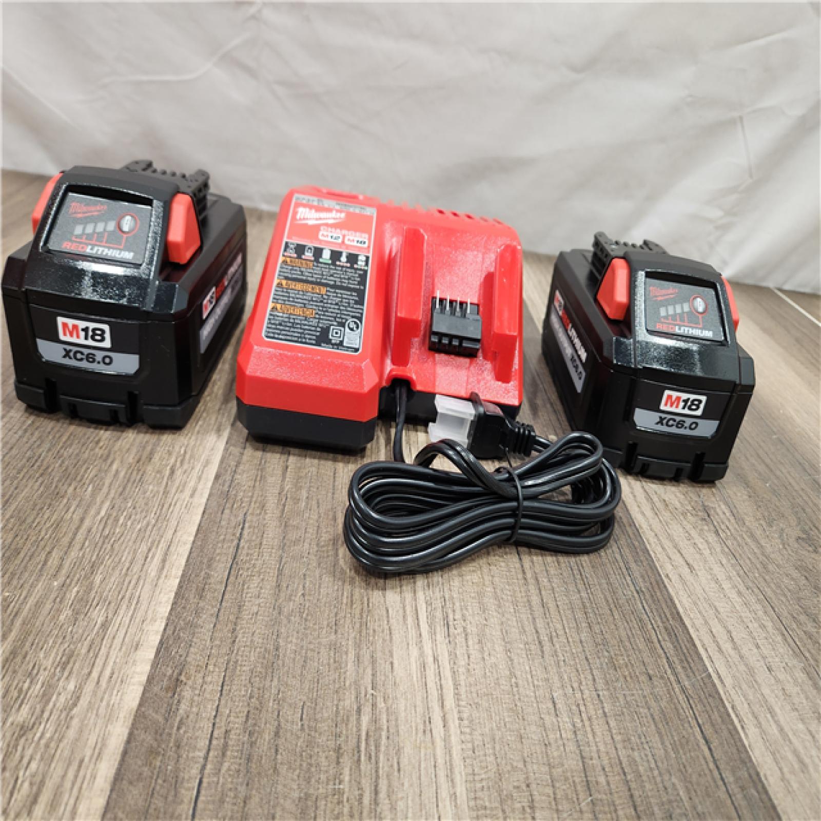 AS-IS Milwaukee M18 18-Volt Lithium-Ion High Output Starter Kit with Two 6.0 Ah Battery and Charger