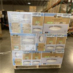 DALLAS LOCATION - Hampton Bay 15 in. 225-Watt Equivalent Brushed Nickel Integrated LED Flush Mount with Frosted Glass Shade (40 UNITS)