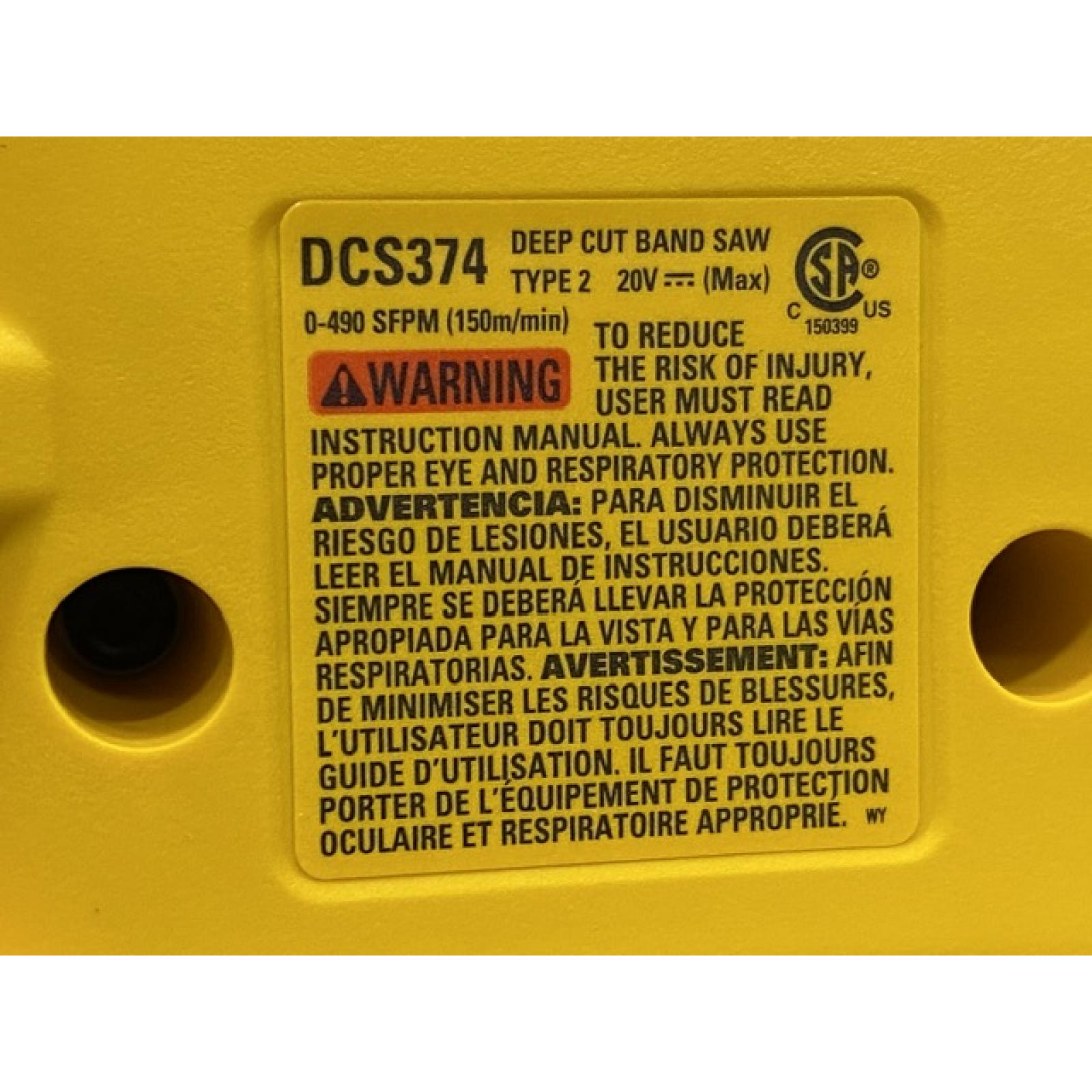 AS-IS DEWALT 20-Volt MAX Lithium-Ion Cordless Brushless Deep Cut Band Saw (Tool-Only)