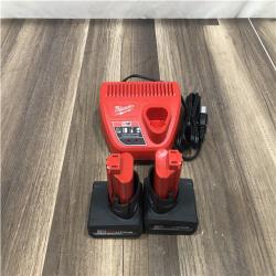 AS-IS Milwaukee 12V Lithium-Ion XC High Output 5.0 Ah Battery Pack (2-Pack) Starter Kit with Charger
