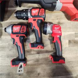 HOUSTON LOCATION - AS-IS (APPEARS LIKE NEW) MILWAUKEE M18 18V Lithium-Ion Cordless Combo Tool Kit with Two 3.0Ah Batteries, 1-Charger, 1-Tool Bag (4-Tool)