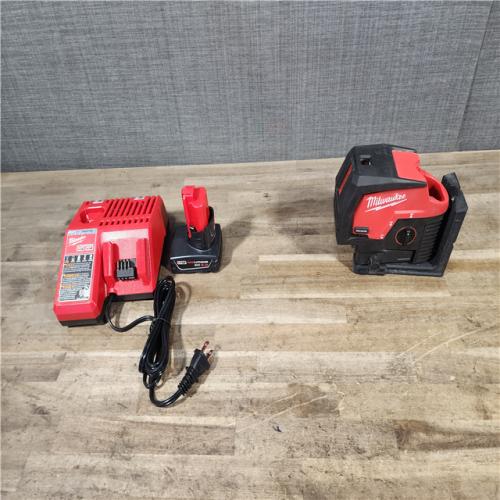 HOUSTON LOCATION - AS-IS Milwaukee Green 125 Ft. Cross Line and Plumb Points Laser Level Kit