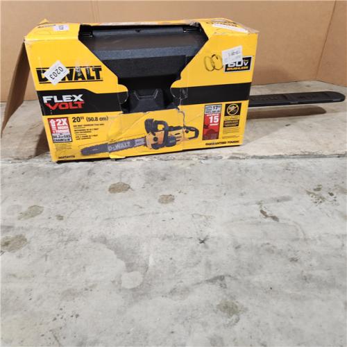 Houston location- AS-IS DEWALT 60V MAX 20in. Brushless Cordless Battery Powered Chainsaw and Carry Case (Tool and Case Only) Appears in new condition