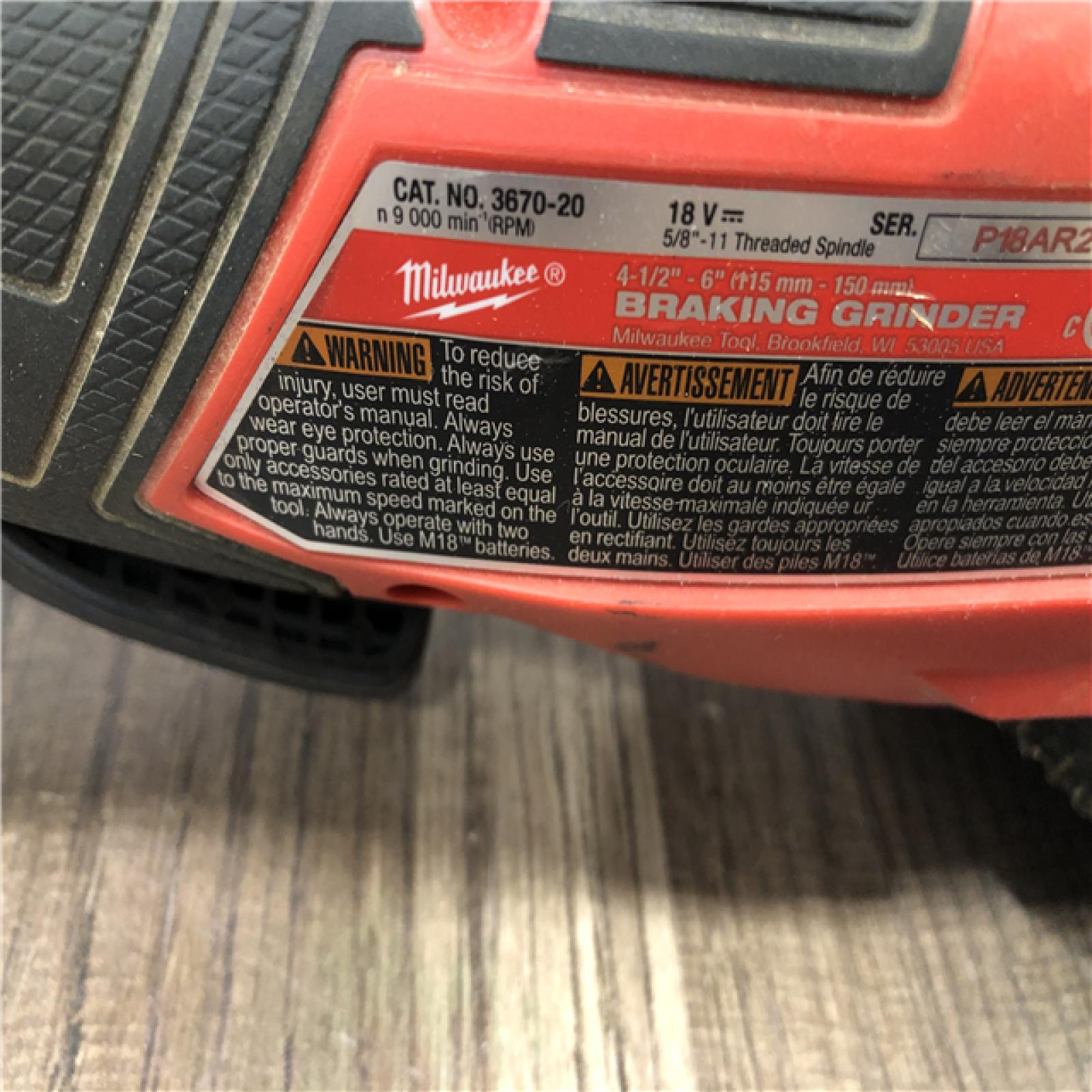 AS-IS Milwaukee  FUEL 18-Volt Lithium-Ion Brushless Cordless 4-1/2 in./6 in. Braking Grinder with Paddle Switch (Tool-Only)