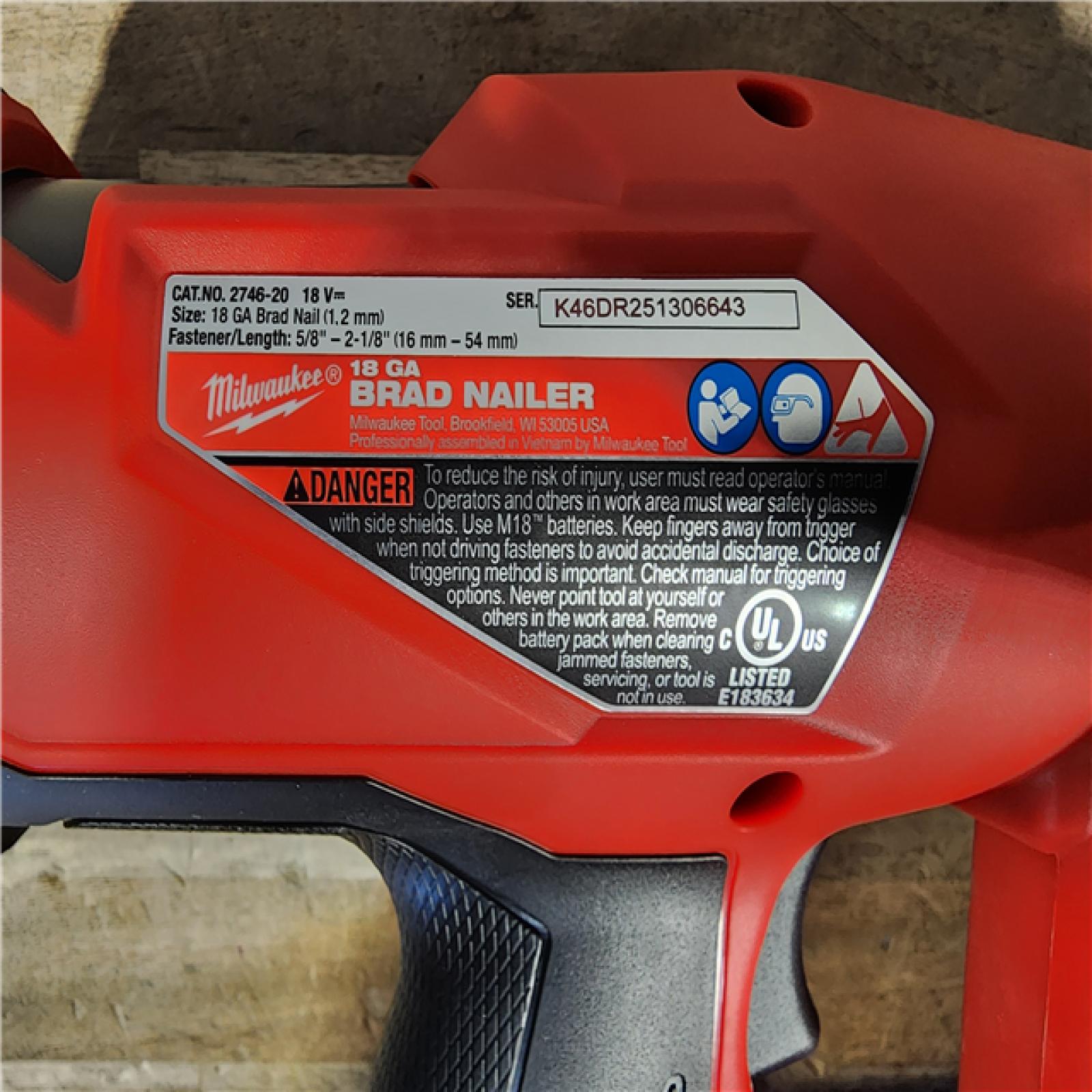 HOUSTON LOCATION - AS-IS (APPEARS LIKE NEW) Milwaukee M18 FUEL 18 Gauge Brad Nailer (TOOL ONLY)