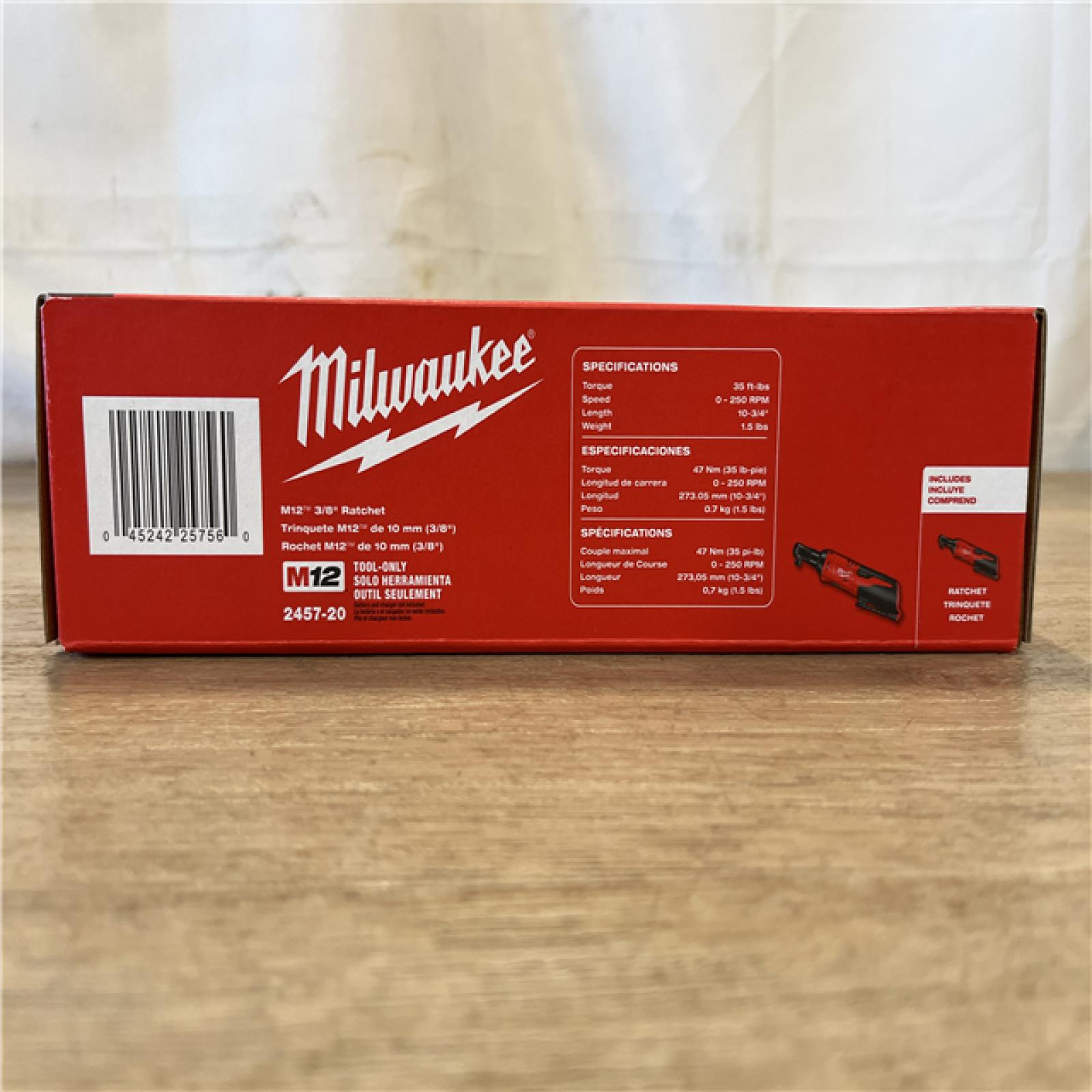 NEW! Milwaukee 12V Lithium-Ion Cordless 3/8 in. Ratchet (Tool-Only)