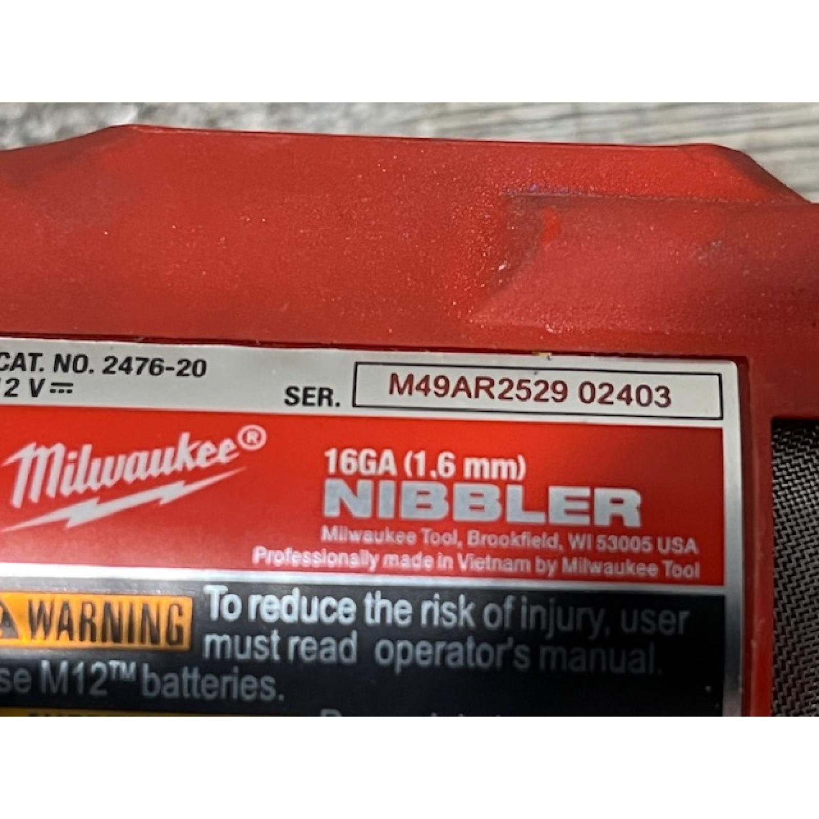 AS-IS Milwaukee FUEL 12-Volt Lithium-Ion Brushless Cordless 16-Gauge Variable Speed Nibbler (Tool-Only)