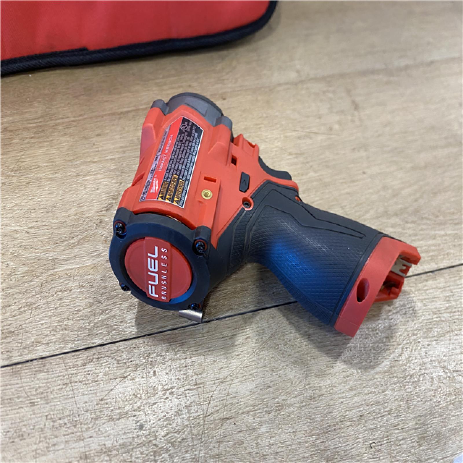 AS-IS Milwaukee FUEL 12V Li-Ion Brushless Cordless Stubby 3/8 in. Impact Wrench Kit