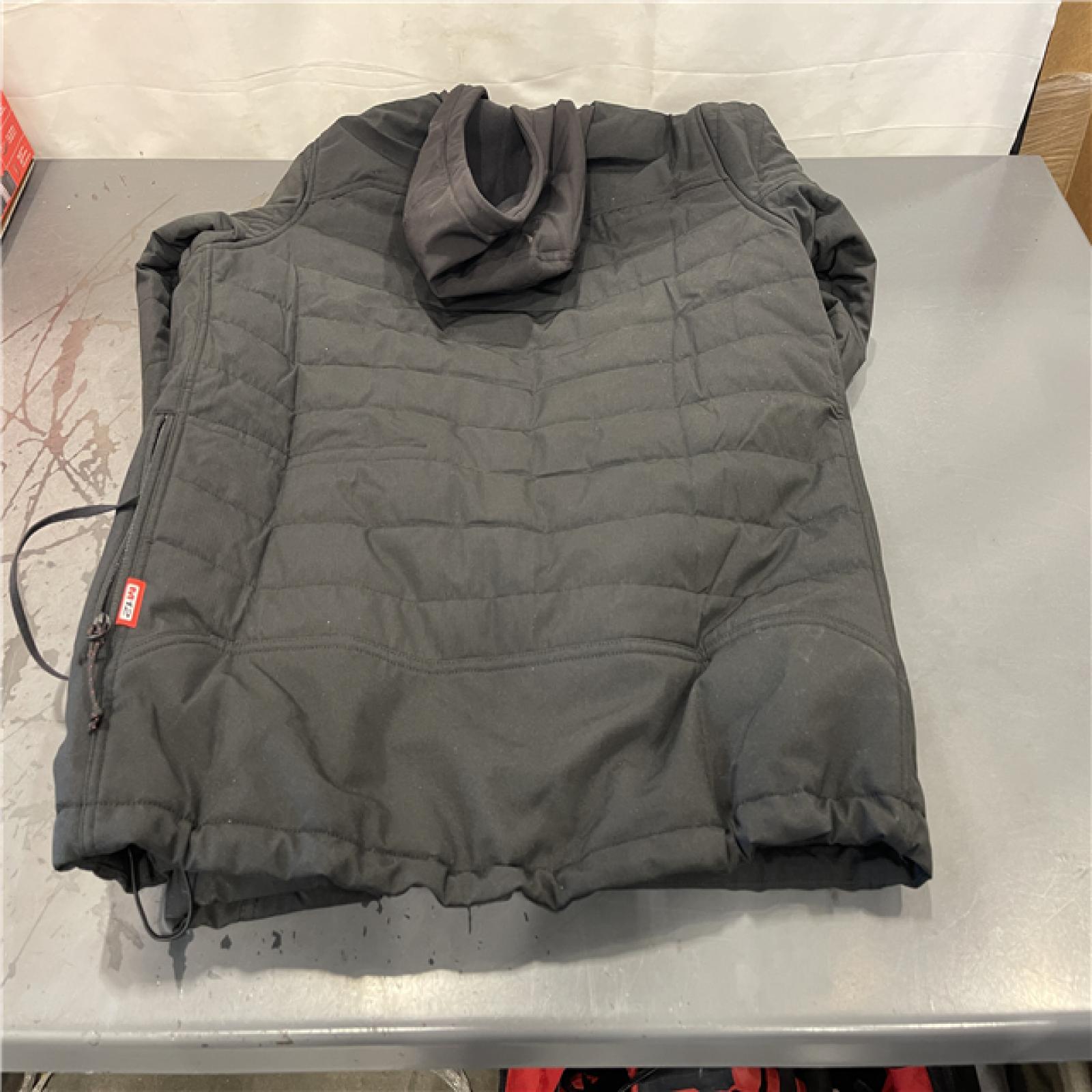 AS-IS- Milwaukee M12 12-Volt Lithium-Ion Cordless Axis Black Heated Hooded Jacket Kit with (1) 3.0 Ah Battery and Charger