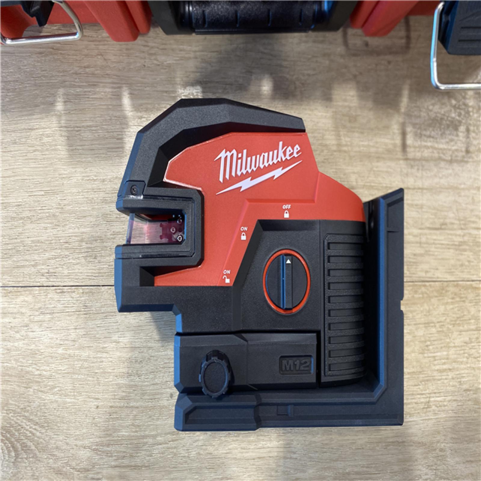 AS-IS Milwaukee 3624-20 12V M12 Lithium-Ion Cordless Green Beam Cross Line & 4-Points Laser