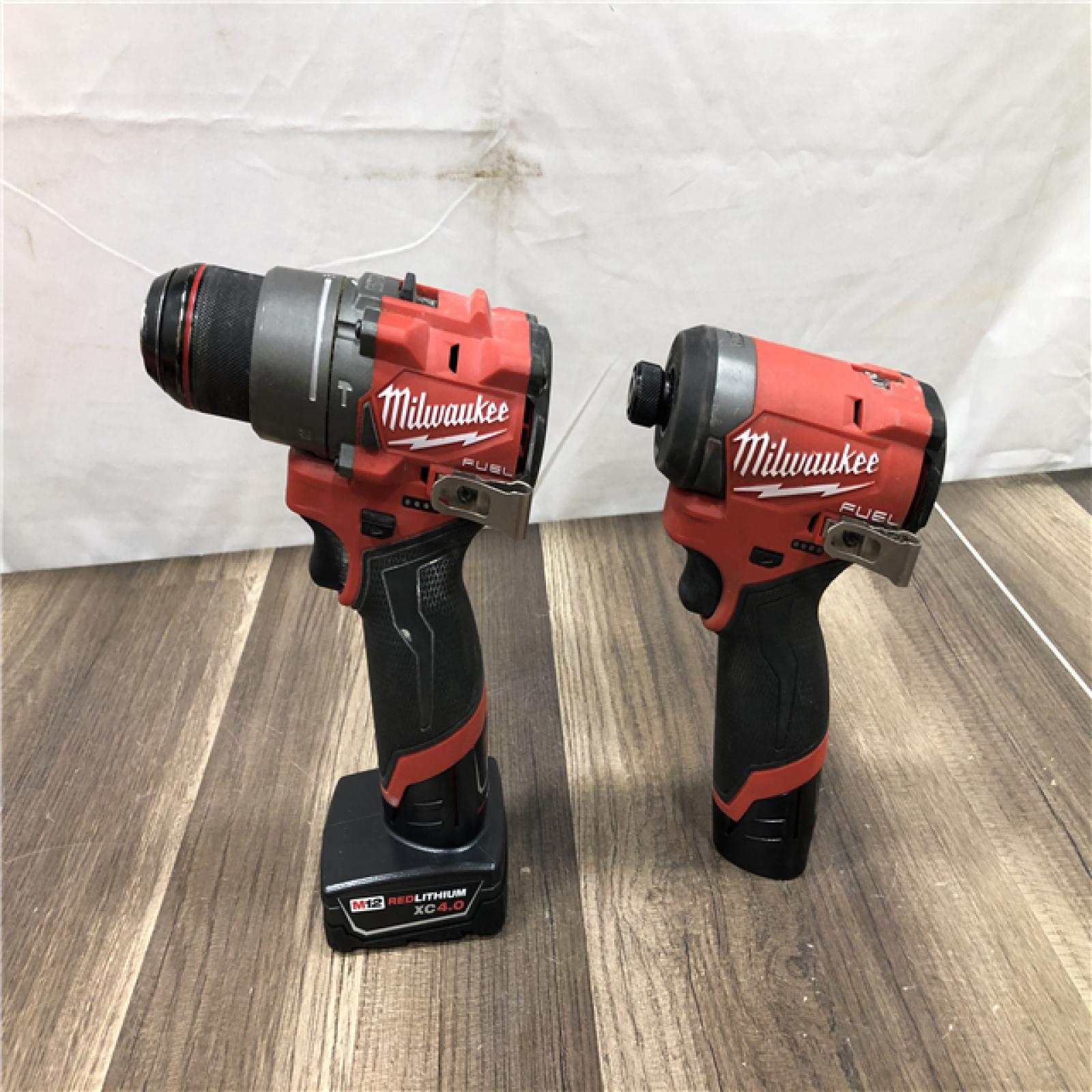 AS-IS Milwaukee FUEL 12-Volt Lithium-Ion Brushless Cordless Hammer Drill and Impact Driver Combo Kit
