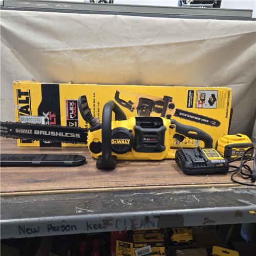 AS-IS DEWALT  FLEXVOLT 60V MAX 16in. Brushless Cordless Battery Powered Chainsaw Kit with (1) FLEXVOLT 2 Ah Battery & Charger