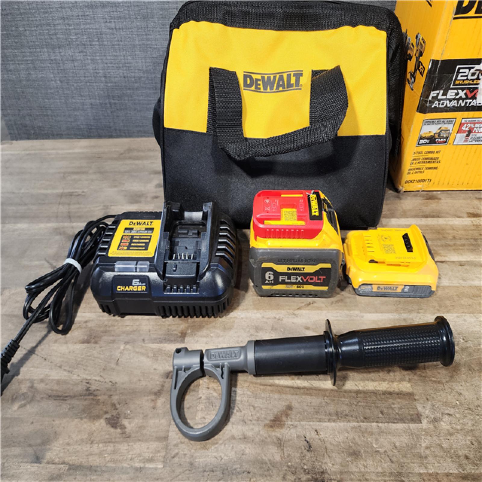 HOUSTON LOCATION - AS-IS DEWALT 20V MAX Cordless Brushless Hammer Drill/Driver 2 Tool Combo Kit with FLEXVOLT ADVANTAGE