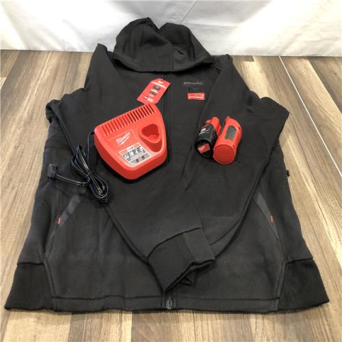 AS-IS Milwaukee Men's Large 12-Volt Lithium-Ion Cordless Black Heated Jacket Hoodie Kit