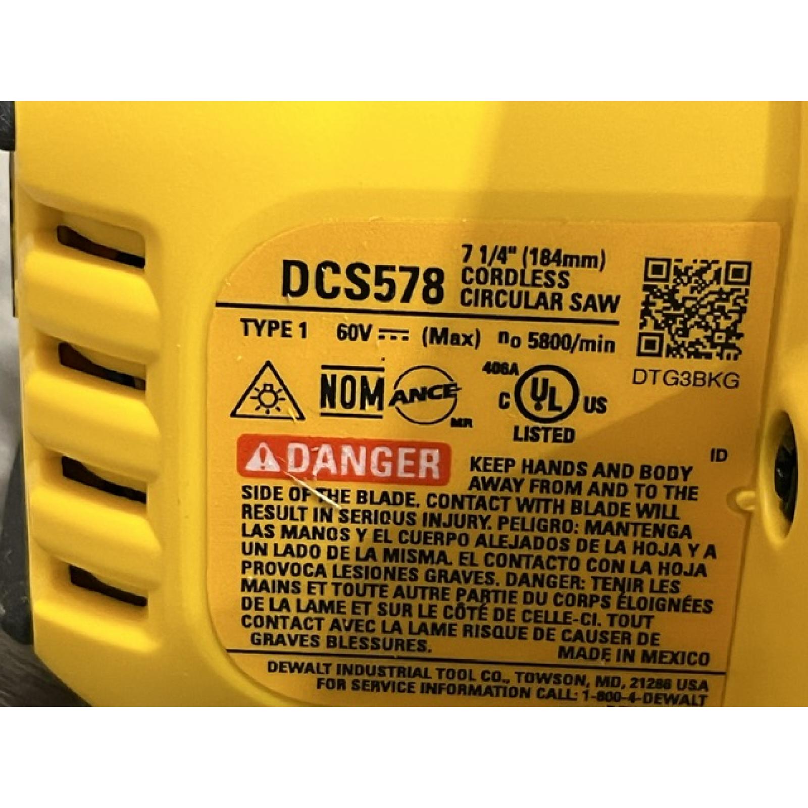 AS-IS DEWALT FLEXVOLT 60V MAX Cordless Brushless 7-1/4 in. Circular Saw with Brake (Tool Only)